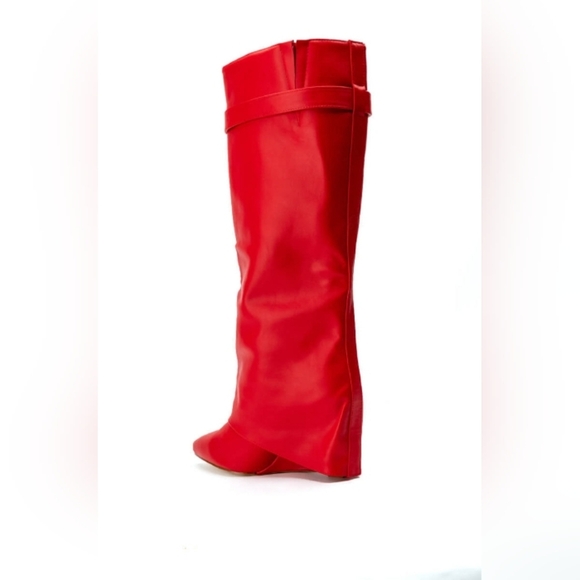 AZALEA WANG "FATAL VALENTINE" Elegant Red Over the Knee Women's Boots - Picture 3 of 9